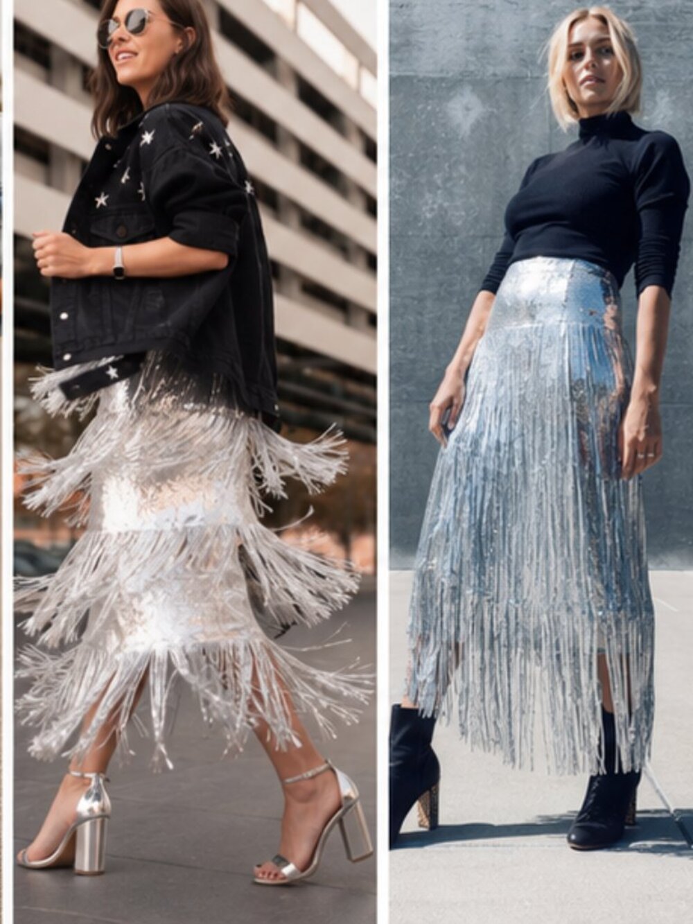 🖤💥UBER STUNNING!🖤💥Roaring 20s Vibe Tatiana Fringed Sequin Skirt in Silver - Picture 6 of 15